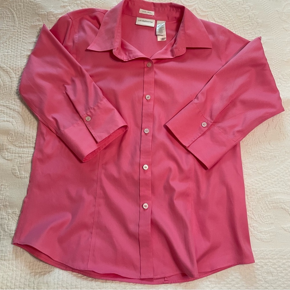 Liz Claiborne Pink Button Down Shirt with Classic Collar